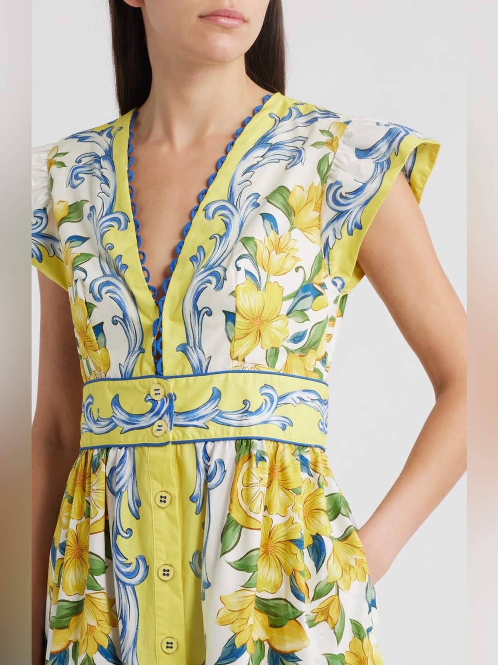 FARM Rio Sicily Scarf Print Cotton Maxi Dress, Size S, NWT π§π· - Picture 4 of 16